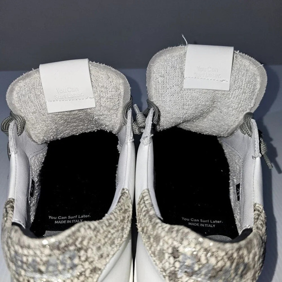 NEW P448 Thea Sneaker EU 41 White Metallic Leopard Print Leather Platform Skate - Picture 8 of 13